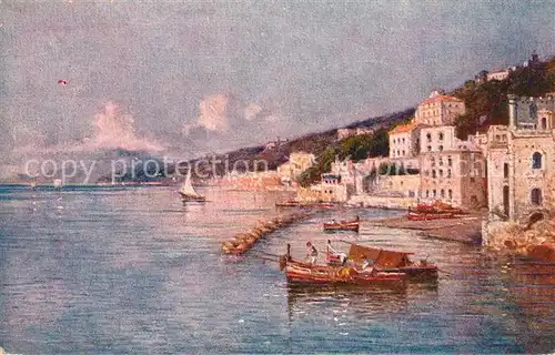 AK / Ansichtskarte Posillipo_Neapel Hafen Haeuserpartie am Wasser Kuenstlerkarte Posillipo Neapel