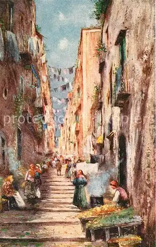 AK / Ansichtskarte Napoli_Neapel Gradoni di Chiaia Kuenstlerkarte Napoli Neapel