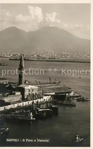 AK / Ansichtskarte Napoli_Neapel Il Faro e Vesuvio Leuchtturm Vulkan Vesuv Fliegeraufnahme Napoli Neapel