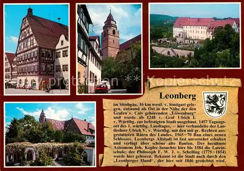 AK / Ansichtskarte Leonberg_Wuerttemberg Altes Rathaus Schloss Stadtkirche Leonberg Wuerttemberg