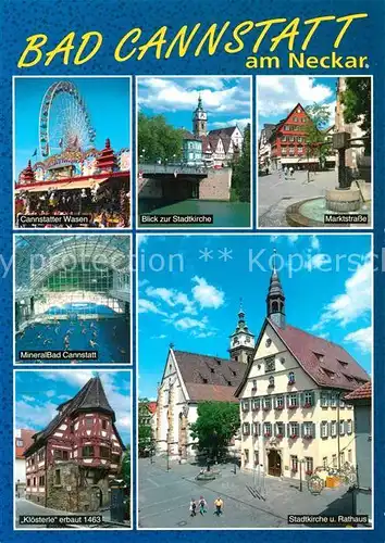 AK / Ansichtskarte Bad_Cannstatt Stadtkirche Marktstrasse Rathaus Bad_Cannstatt