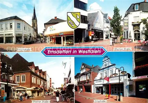 AK / Ansichtskarte Emsdetten Kirchstrasse Rheiner Strasse Emsstrasse Emsdetten