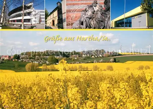 AK / Ansichtskarte Hartha_Doebeln Teilansichten Brunnen Panorama Hartha Doebeln