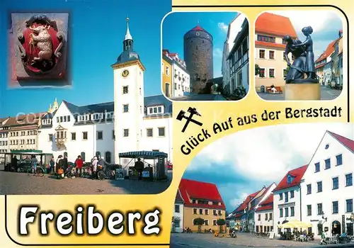 AK / Ansichtskarte Freiberg_Sachsen Obermarkt Rathaus Gerberpassage Freiberg Sachsen