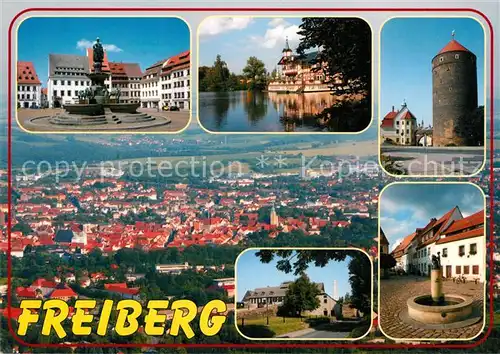 AK / Ansichtskarte Freiberg_Sachsen Schwanenschloesschen Donatsturm Schacht Alte Elisabeth Freiberg Sachsen