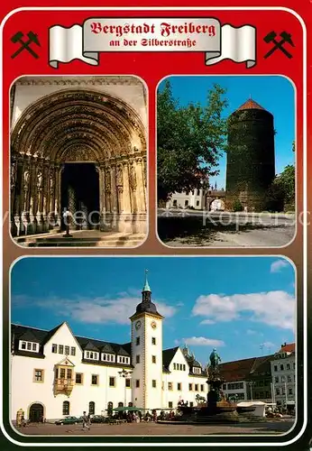 AK / Ansichtskarte Freiberg_Sachsen Obermarkt Rathaus Donatsturm  Freiberg Sachsen