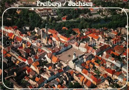 AK / Ansichtskarte Freiberg_Sachsen Fliegeraufnahme Zentrum Obermarkt  Freiberg Sachsen