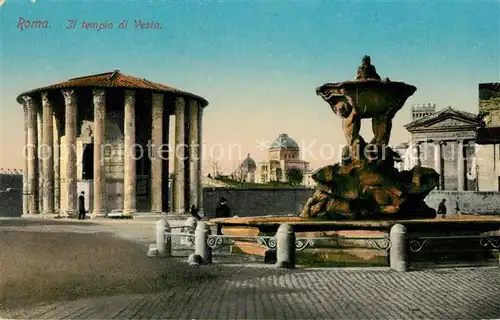 AK / Ansichtskarte Roma_Rom Il Tempio di Vesta Fontana Tempel Brunnen Roma_Rom