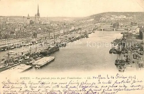 AK / Ansichtskarte Rouen Vue generale prise du Pont Transbordeur Rouen