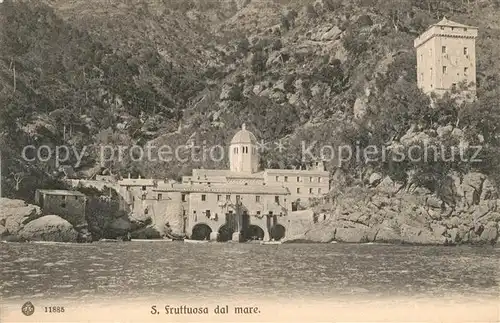 AK / Ansichtskarte San_Fruttuoso_di_Camogli Abtei Kloster Ansicht vom Meer aus San_Fruttuoso_di_Camogli