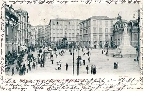 AK / Ansichtskarte Napoli_Neapel Via Roma con Piazza e Monumento Dante Napoli Neapel