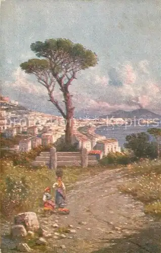 AK / Ansichtskarte Napoli_Neapel Panorama dalla Villa Patrizi Posillipo Vesuvio Kuenstlerkarte Napoli Neapel