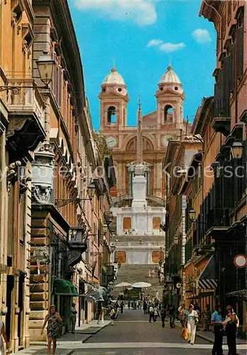 AK / Ansichtskarte Roma_Rom Via Condotti e Trinita dei Monti Roma_Rom