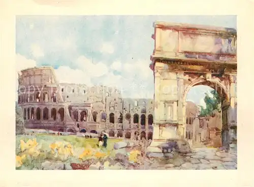AK / Ansichtskarte Roma_Rom Arco di Tito e Colosseo Kuenstlerkarte Roma_Rom