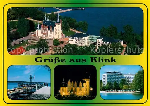 AK / Ansichtskarte Klink_Waren Schloss Hotel Klink Bootsanleger  Klink Waren