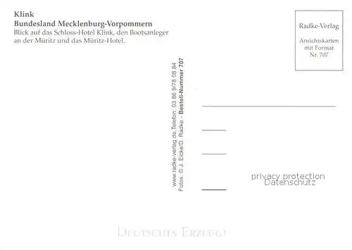 AK / Ansichtskarte Klink_Waren Schloss Hotel Klink Bootsanleger  Klink Waren