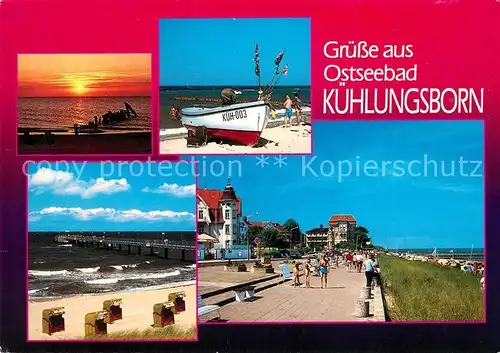 AK / Ansichtskarte Kuehlungsborn_Ostseebad Boot Strand Promenade Kuehlungsborn_Ostseebad