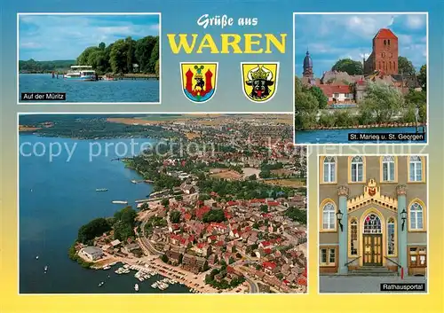 AK / Ansichtskarte Waren_Mueritz St. Marien St. Georgen Rathausportel  Waren Mueritz
