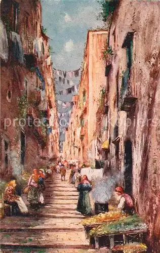 AK / Ansichtskarte Napoli_Neapel Gradoni di Chiaia Kuenstlerkarte Napoli Neapel