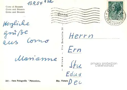 AK / Ansichtskarte Como_Lago_di_Como e Brunate  Como_Lago_di_Como