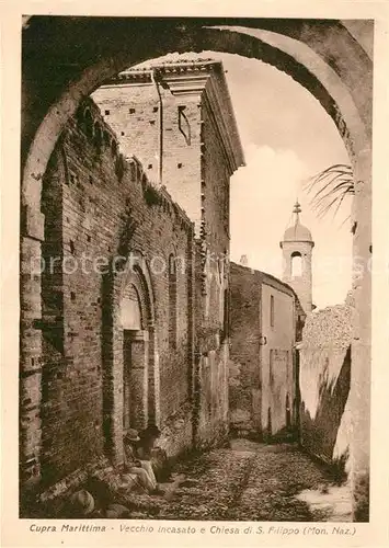 AK / Ansichtskarte Cupra_Marittima Vecchio incasato e Chiesa di San Filippo Cupra Marittima
