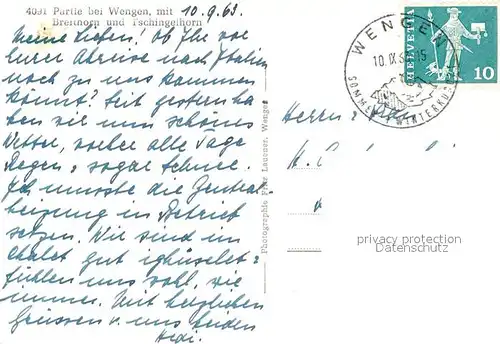 AK / Ansichtskarte Wengen_BE Breithorn Tschingelhorn Wengen_BE