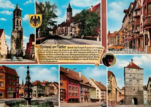 AK / Ansichtskarte Rottweil_Neckar Schwarzes Tor Kapellenkirche Marktbrunnen Rottweil Neckar