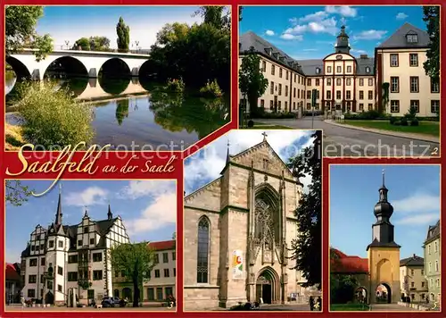 AK / Ansichtskarte Saalfeld_Saale Saalebruecke Residenzschloss Rathaus Saalfeld_Saale