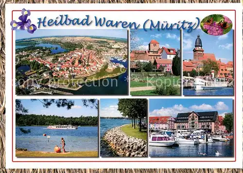 AK / Ansichtskarte Waren_Mueritz Yachthafne Dampfer Fliegeraufnahme Waren Mueritz