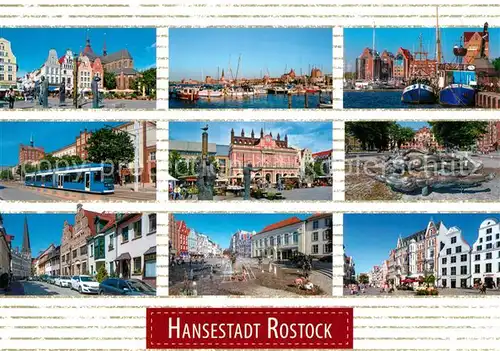 AK / Ansichtskarte Rostock_Mecklenburg Vorpommern Hafen Brunnen Strassenbahn Rostock