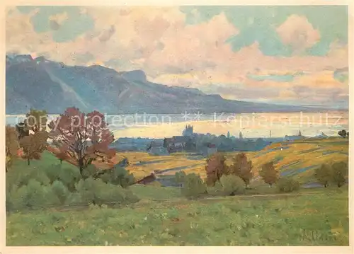 AK / Ansichtskarte Vevey_VD Panorama Kuenstlerkarte Vevey_VD