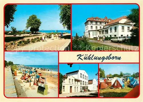 AK / Ansichtskarte Kuehlungsborn_Ostseebad Strand Promenade Campingplatz Kuehlungsborn_Ostseebad