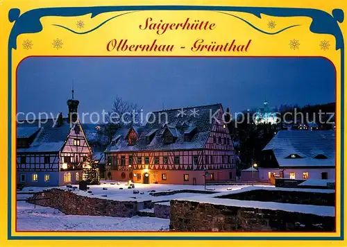 AK / Ansichtskarte Gruenthal_Olbernhau Saigerhuette Winter Abendstimmung Gruenthal Olbernhau