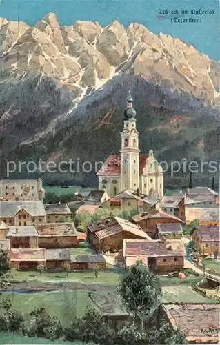 AK / Ansichtskarte Toblach_Suedtirol Kuenstlerkarte mit Dolomiten Toblach_Suedtirol