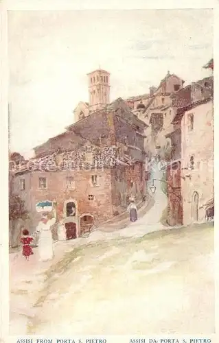 AK / Ansichtskarte Assisi_Umbria da Porta San Pietro Kuenstlerkarte Assisi Umbria