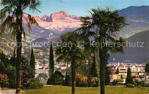 AK / Ansichtskarte Bolzano Palmen Promenade Col Catinaccio Dolomiti Dolomiten Bolzano