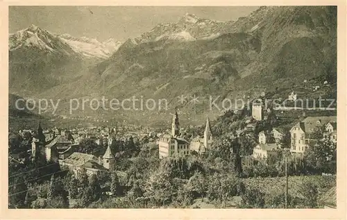 AK / Ansichtskarte Obermais_Meran mit Zielspitze und Tschigat Texelgruppe Obermais Meran