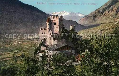 AK / Ansichtskarte Meran_Merano Schloss Brunnenburg gegen Vinschgau Meran Merano