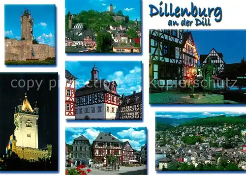 AK / Ansichtskarte Dillenburg Fachwerkhaeuser  Turm Panorama Dillenburg