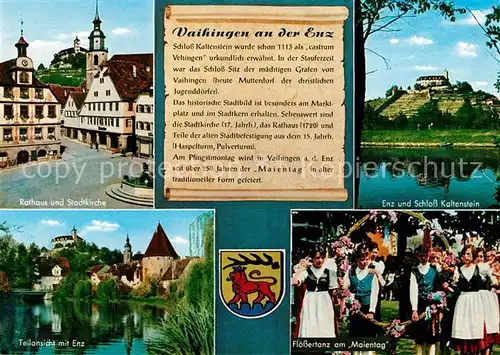 AK / Ansichtskarte Vaihingen_Enz Schloss Kaltenstein Rathaus Stadtkirche Floessertanz Maientag Vaihingen Enz