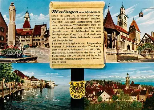 AK / Ansichtskarte ueberlingen_Bodensee Rathaus Muenster Sankt Nikolaus Hafen Schweizer Berge ueberlingen Bodensee