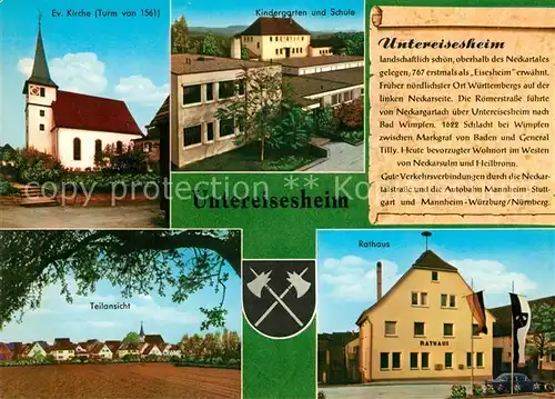 AK / Ansichtskarte Untereisesheim Evangelische Kirche Kindergarten Schule Rathaus Panorama Untereisesheim