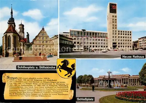 AK / Ansichtskarte Stuttgart Schillerplatz Stiftskirche Neues Rathaus Schlossplatz Stuttgart