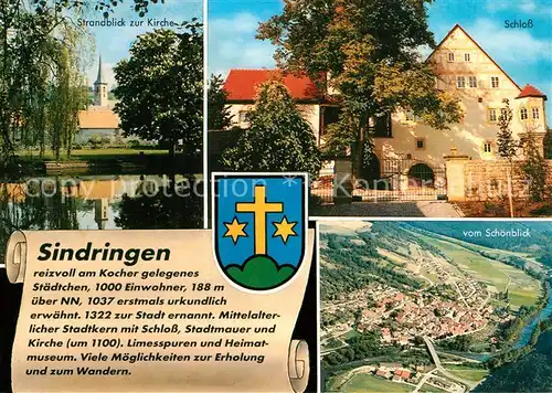 AK / Ansichtskarte Sindringen Strandblick Kirche Schloss Fliegeraufnahme Sindringen