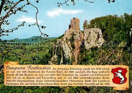 AK / Ansichtskarte Schwaebische_Alb Burgruine Reussenstein Schwaebische Alb