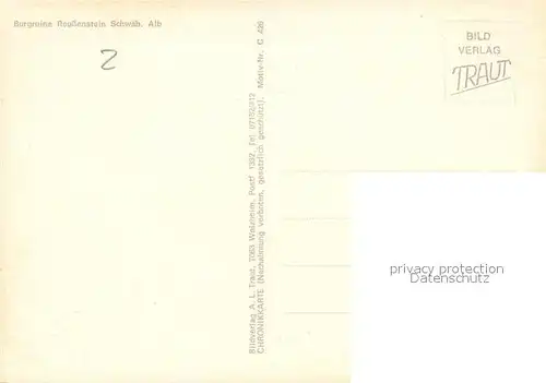 AK / Ansichtskarte Schwaebische_Alb Burgruine Reussenstein Schwaebische Alb