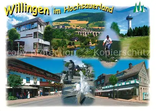 AK / Ansichtskarte Willingen_Sauerland Brunnen Viadukt Rathaus Willingen_Sauerland