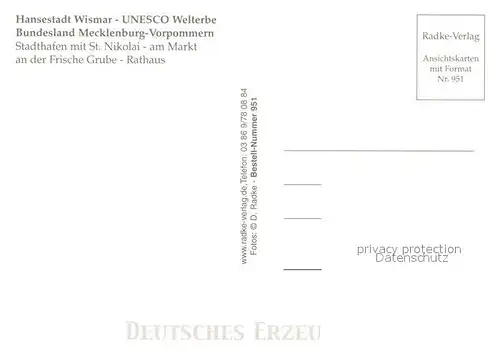 AK / Ansichtskarte Wismar_Mecklenburg Hafen Rathaus Marktplatz Nikolaikirche Wismar_Mecklenburg