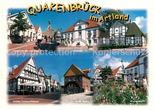 AK / Ansichtskarte Quakenbrueck Rathaus Fachwerk Muehle Marktplatz Quakenbrueck