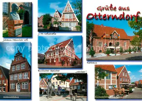 AK / Ansichtskarte Otterndorf_Niederelbe Rathaus Speicher Voss Denkmal Kranichhaus Otterndorf Niederelbe